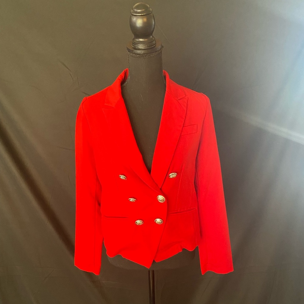 Forever 21 red blazer with gold colored buttons.